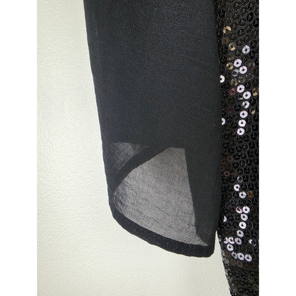 Sequin Front Black Women's Party Top - Elegant Evening Blouse - Picture 10 of 12